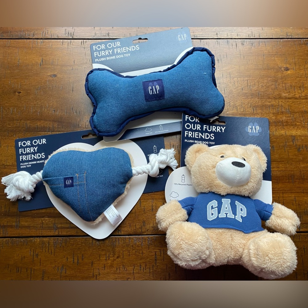 •NWT•{3} Gap Pets Dog Toy Plush with Squeaker Bundle